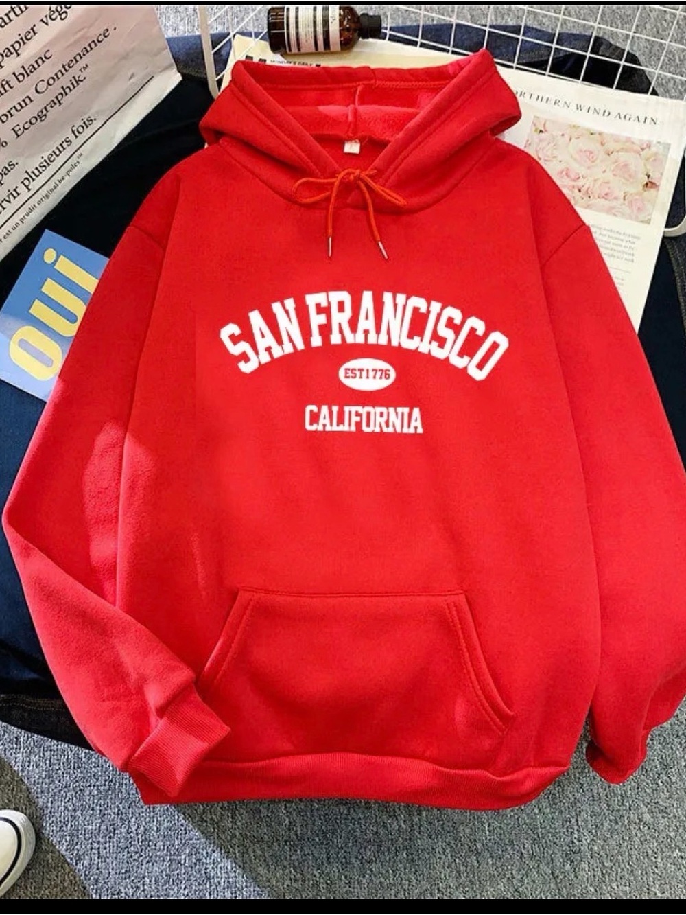 San Francisco California Red Hooded Sweatshirt